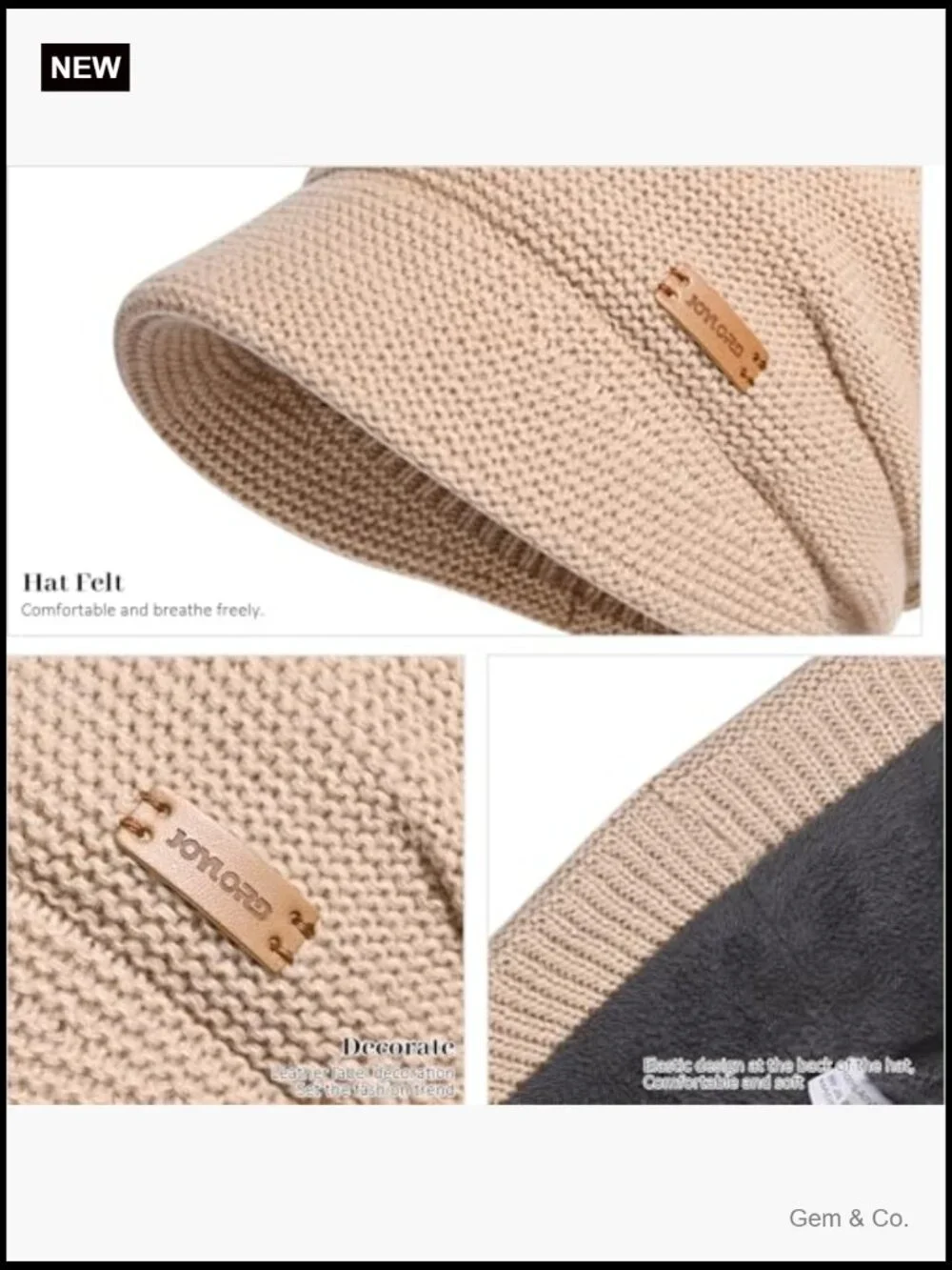Fleece Lined Slouchy Beanie Hat with Visor for Women